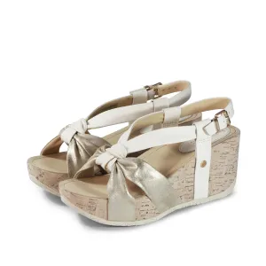Formentera Bowknot Wedge Sandals (Gold)