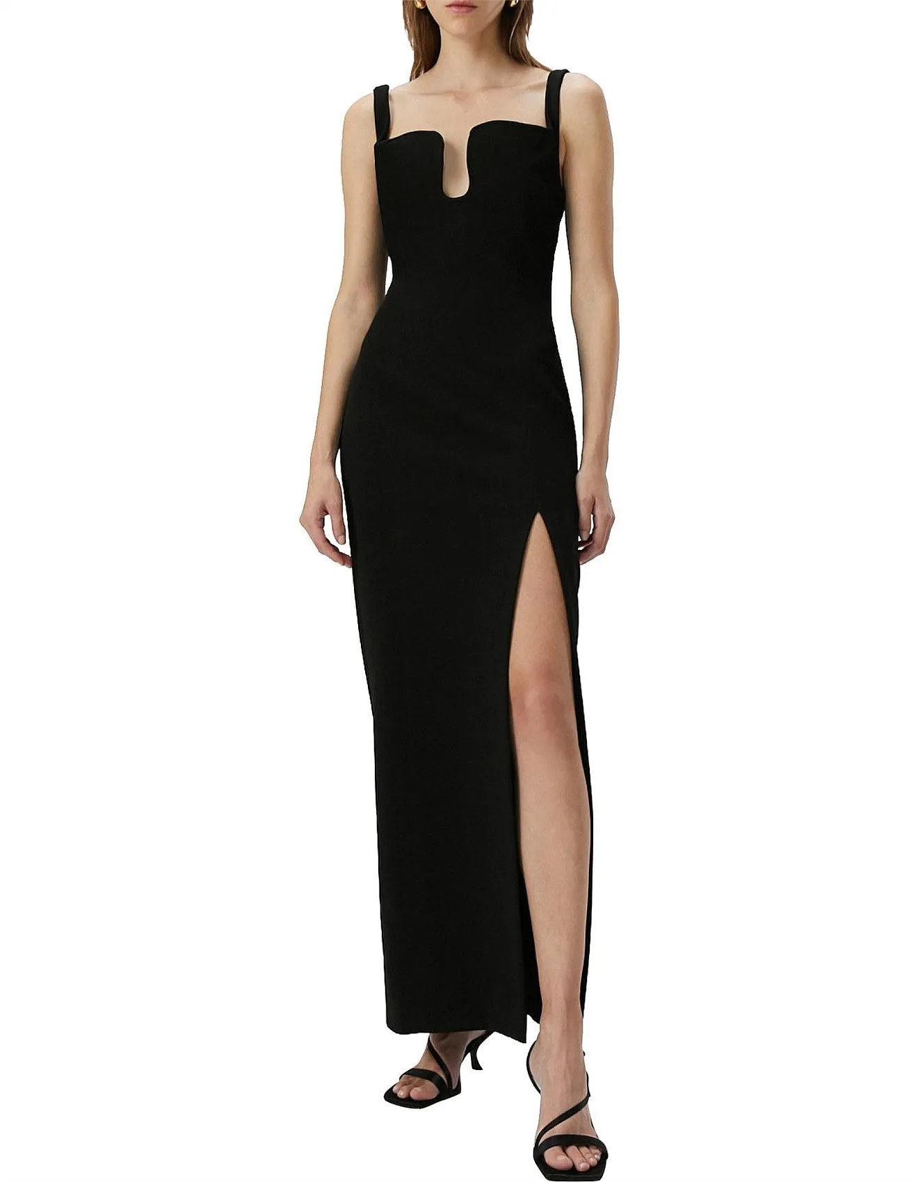 Franka Wave Neckline Crepe Maxi Dress - Size 12