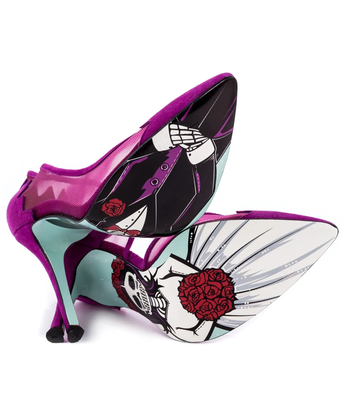 Frosted Suede Mesh Stilettos