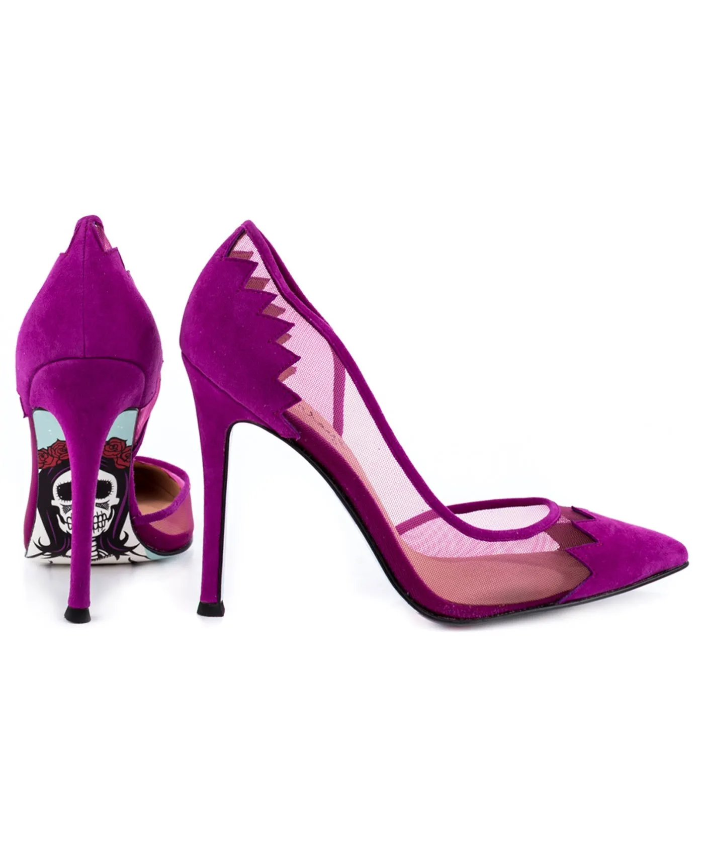 Frosted Suede Mesh Stilettos