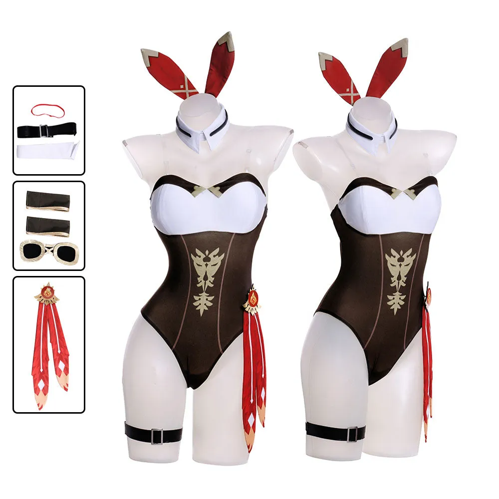 Genshin Impact Amber Bunny Girl Cosplay Costume