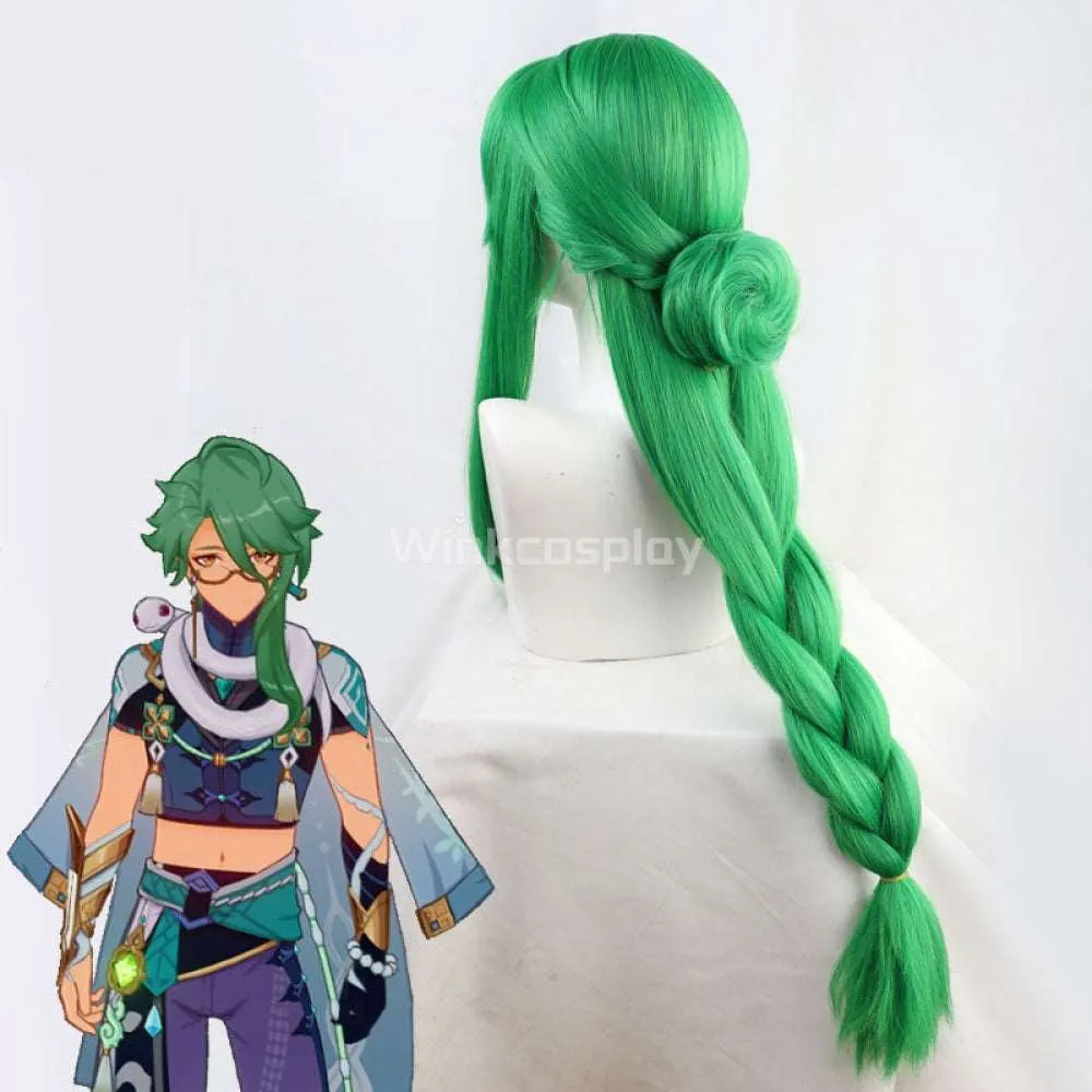 Genshin Impact Baizhu Green Cosplay Wig
