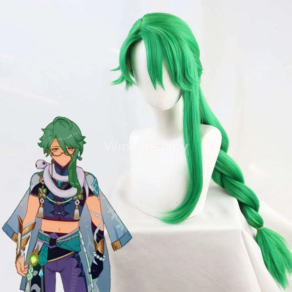 Genshin Impact Baizhu Green Cosplay Wig