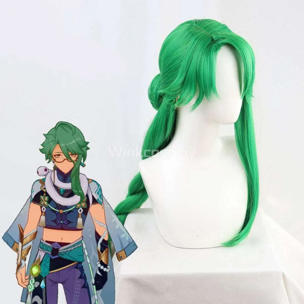 Genshin Impact Baizhu Green Cosplay Wig