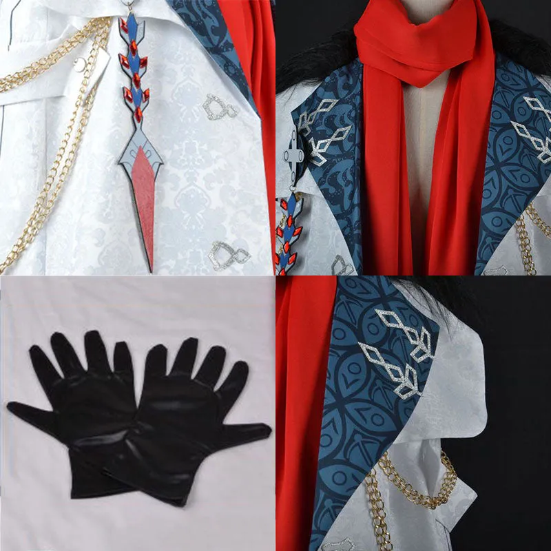 Genshin Impact Fatui Harbingers Tartaglia Childe Cloak Scarf Gloves Halloween Cosplay Costume