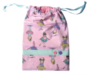 Glittery Pink Young Ballerinas Drawstring Tote