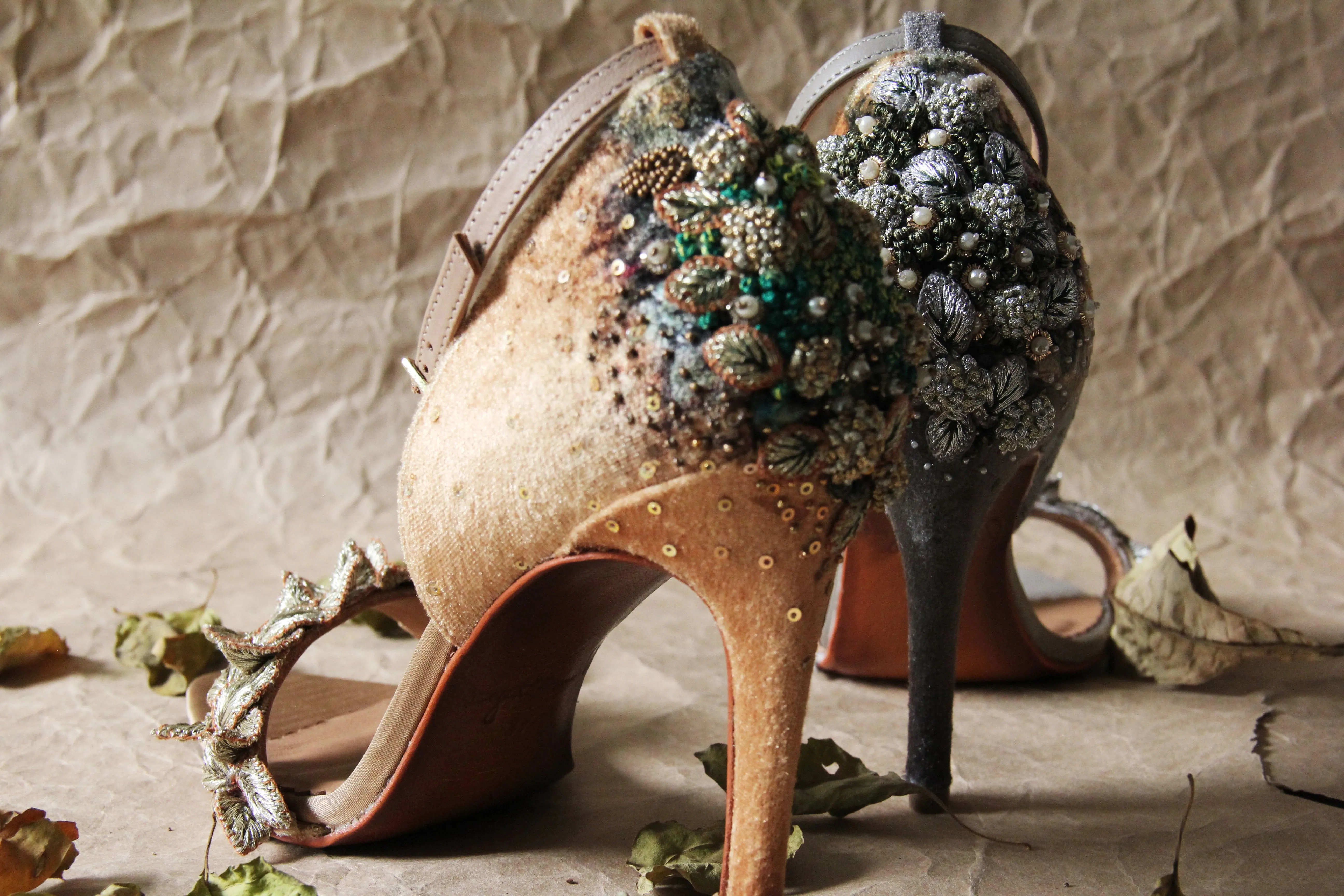 Gold Fallen Leaves Stiletto
