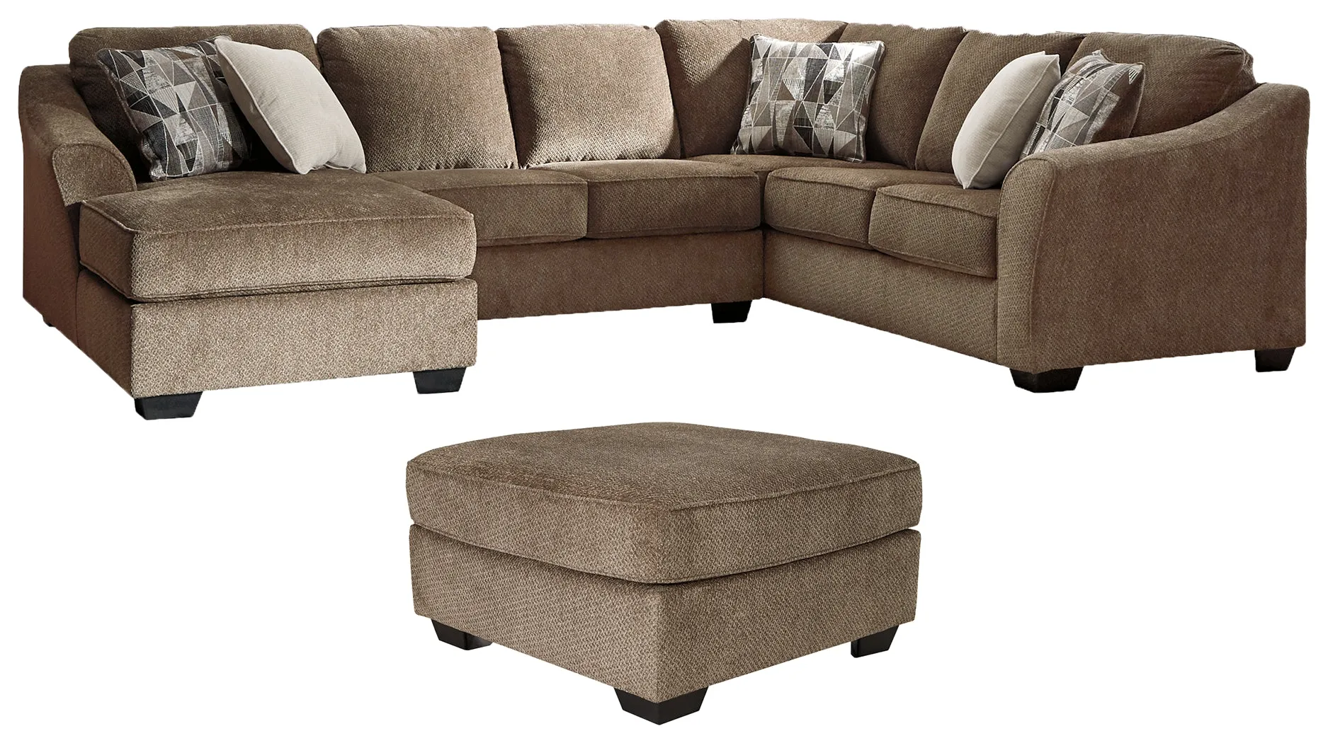 Graftin 3-Piece Sectional with Ottoman in Teak
