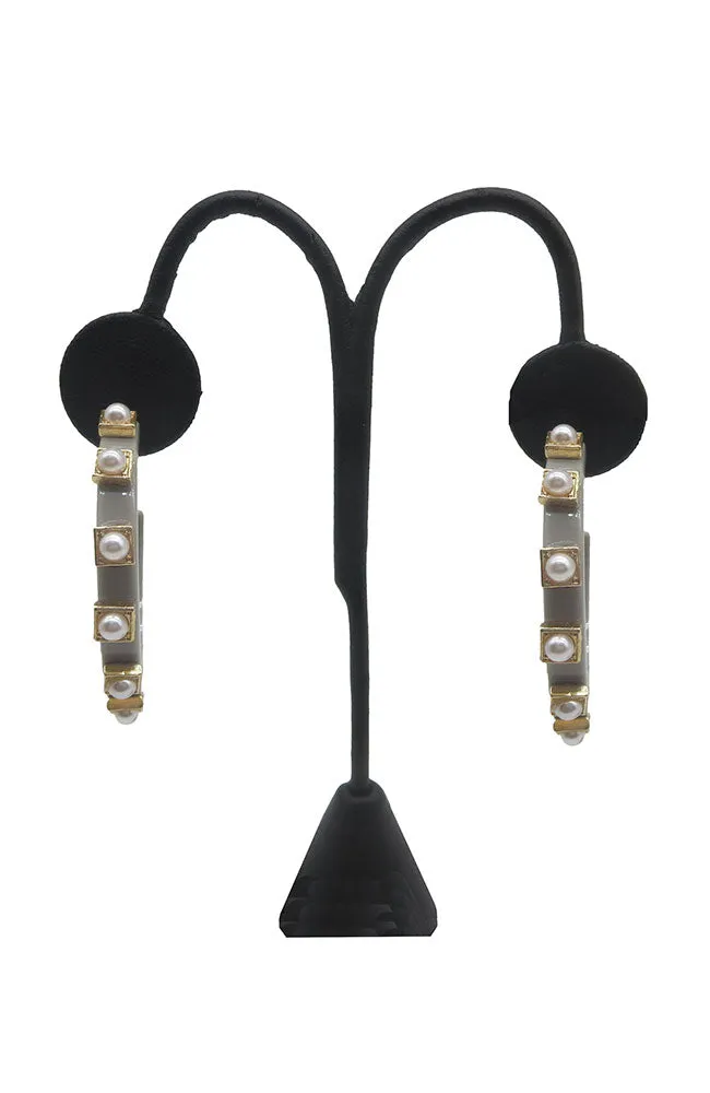 Gray Pearl Acetate Hoops