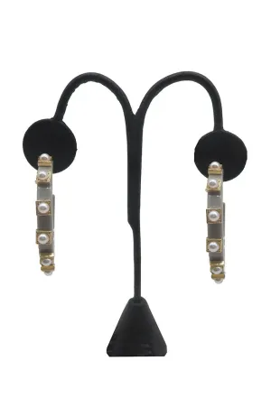 Gray Pearl Acetate Hoops