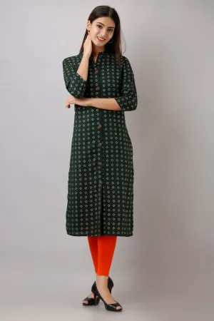 Green Color Rayon Straight Women's Kurta