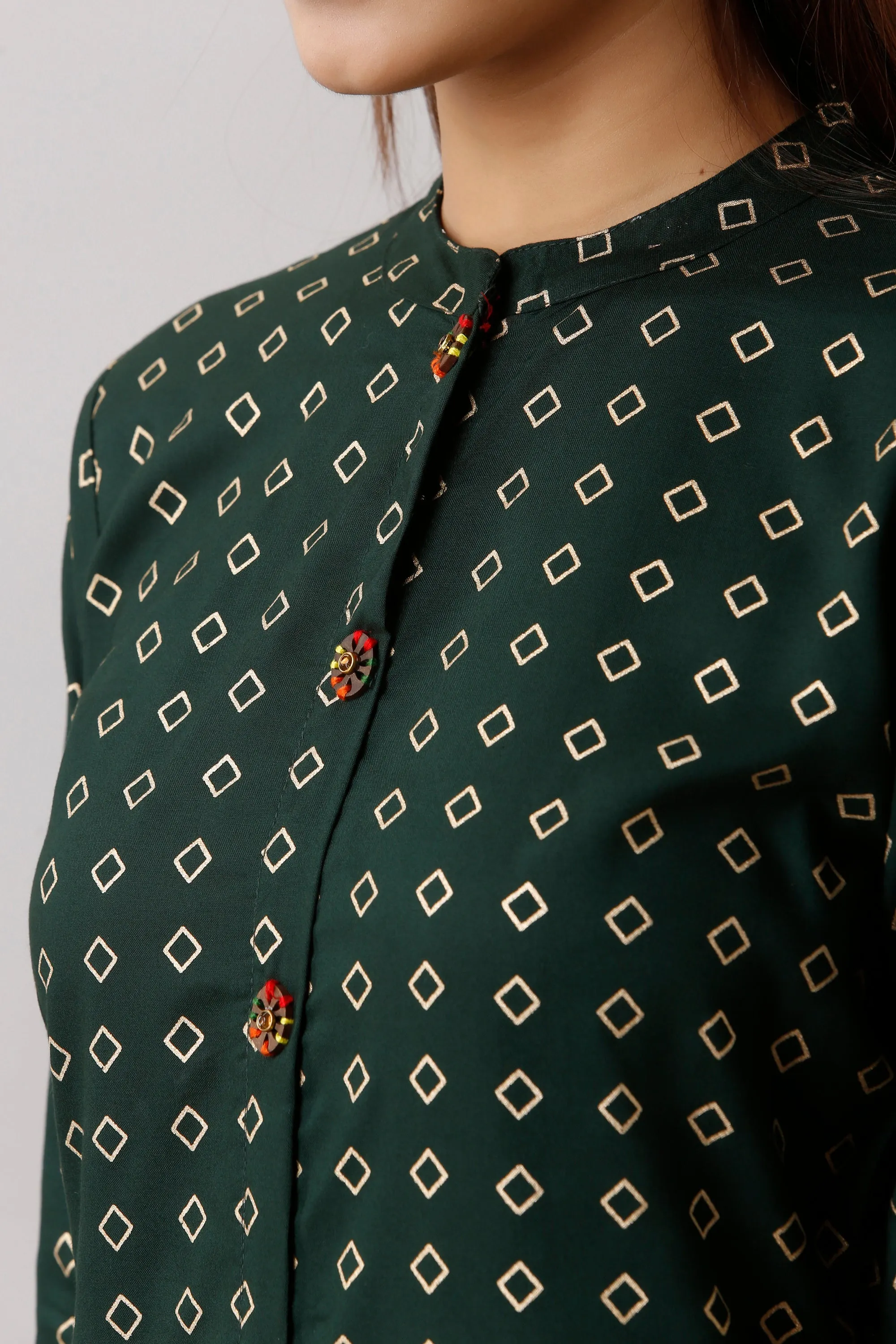 Green Color Rayon Straight Women's Kurta