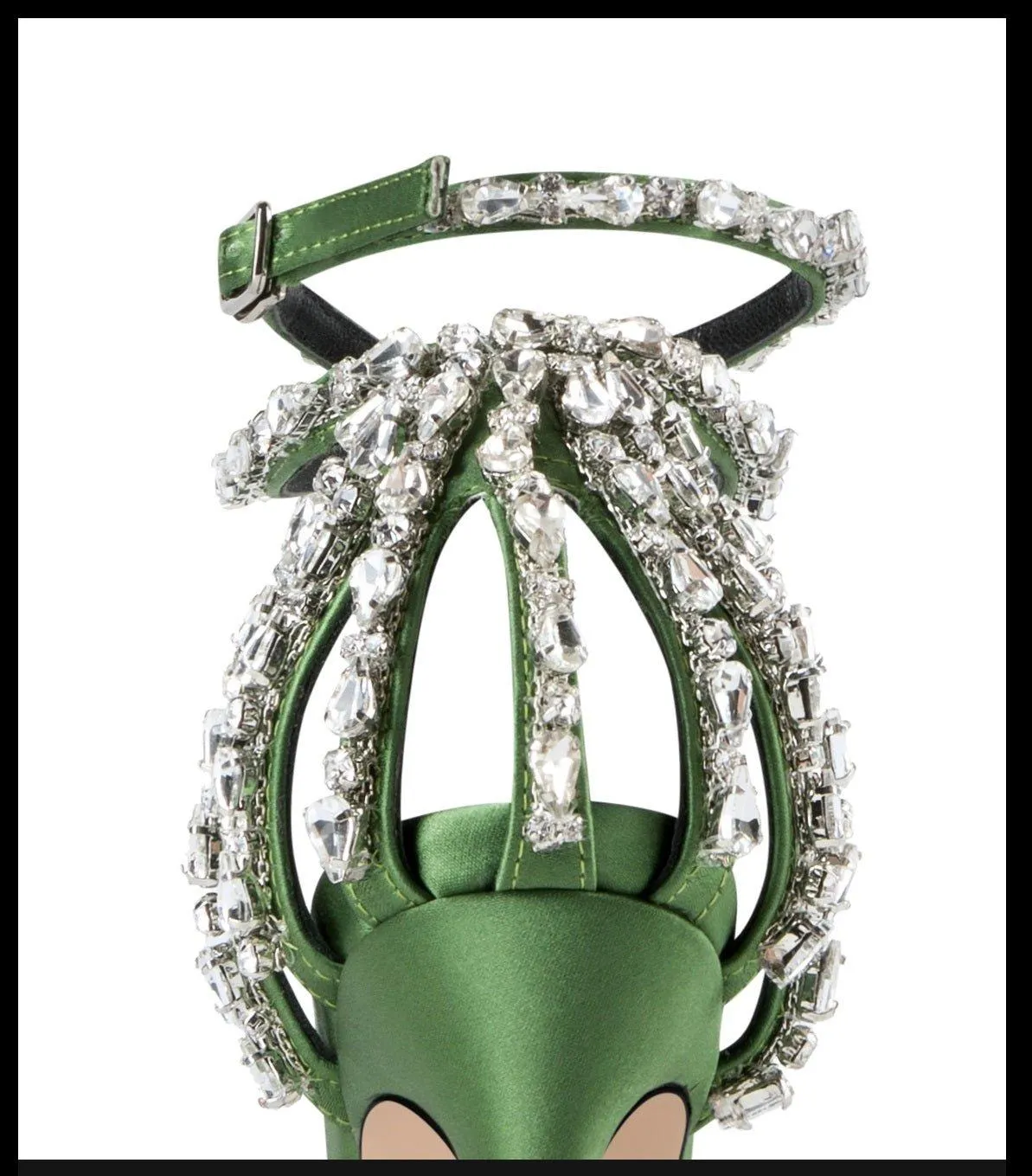 Green Open-toe stiletto sandals rhinestones high heel stiletto sandals - Sima