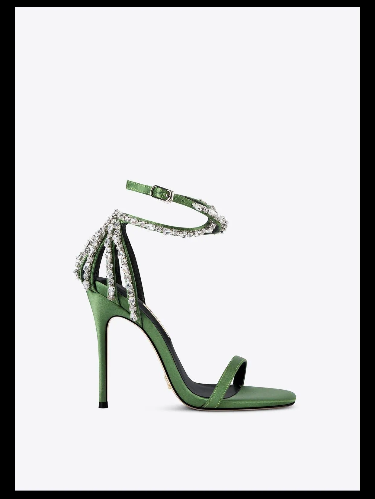 Green Open-toe stiletto sandals rhinestones high heel stiletto sandals - Sima