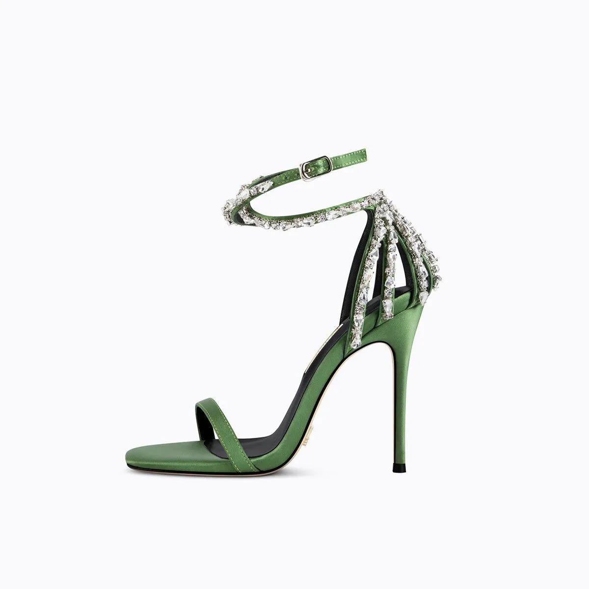Green Open-toe stiletto sandals rhinestones high heel stiletto sandals - Sima