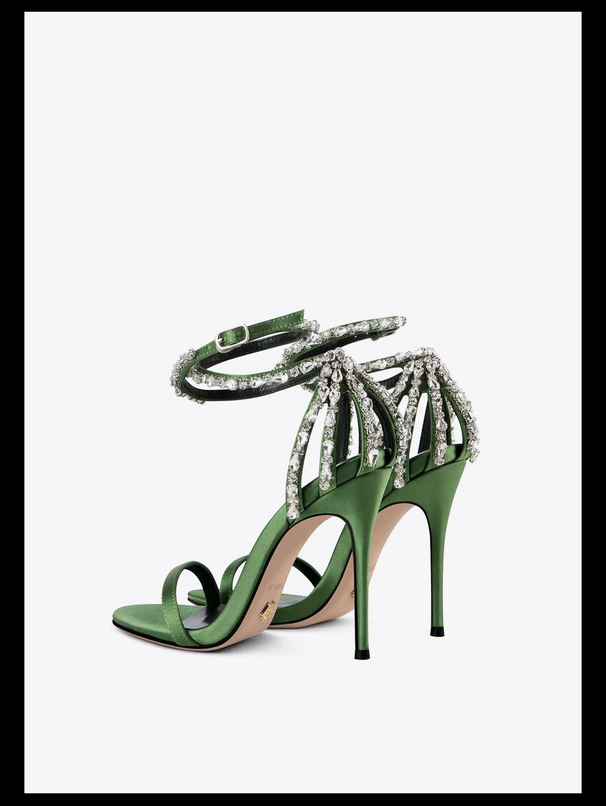 Green Open-toe stiletto sandals rhinestones high heel stiletto sandals - Sima