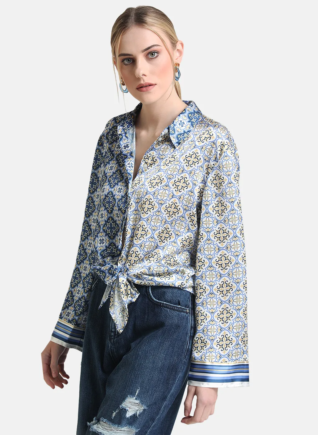 Half & Half Printed Shirt