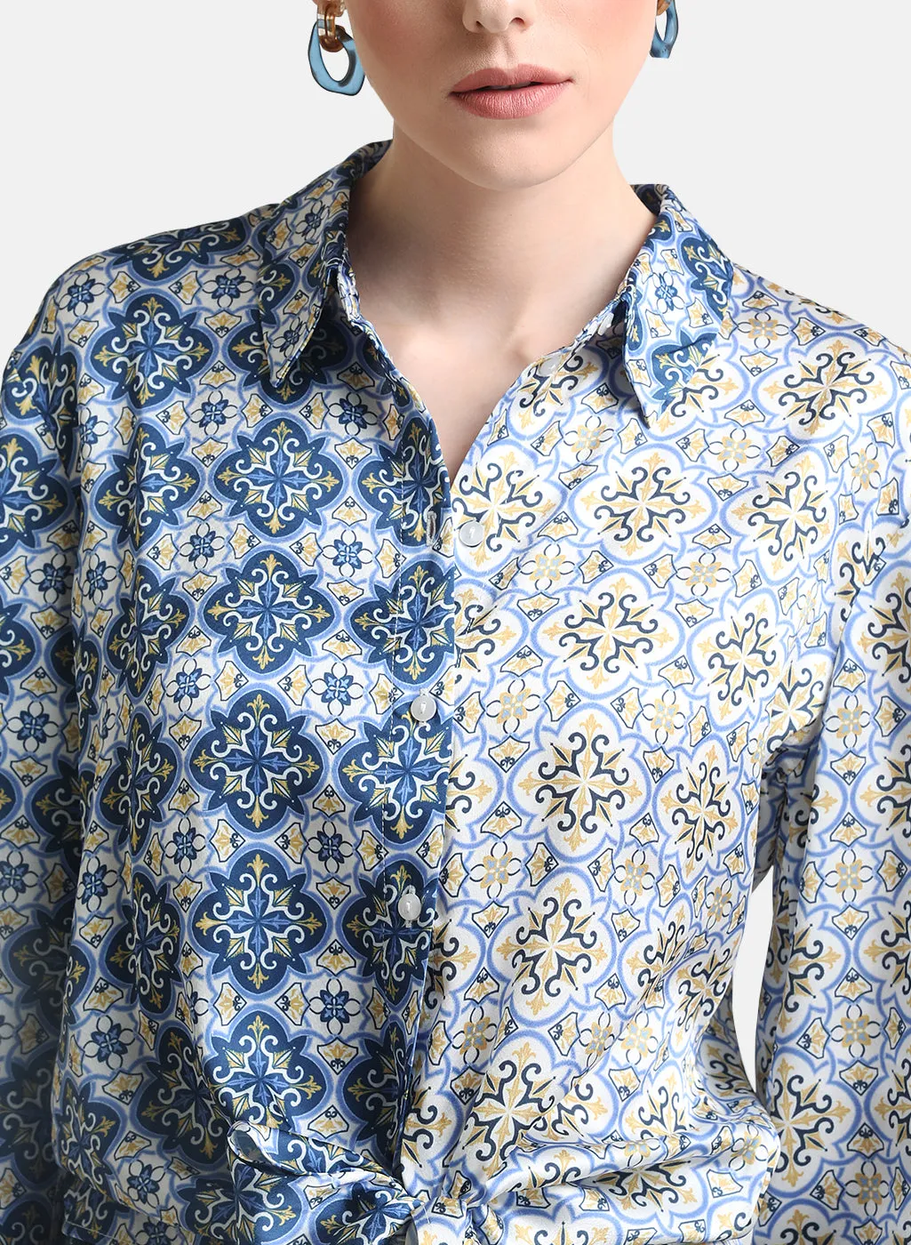 Half & Half Printed Shirt