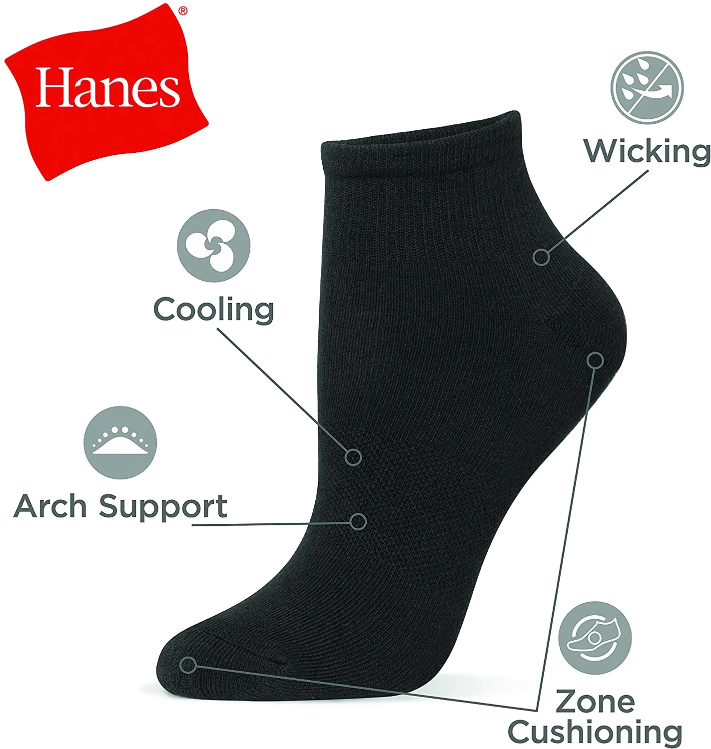 Hanes Women's 6-Pair Comfort Fit Ankle Socks