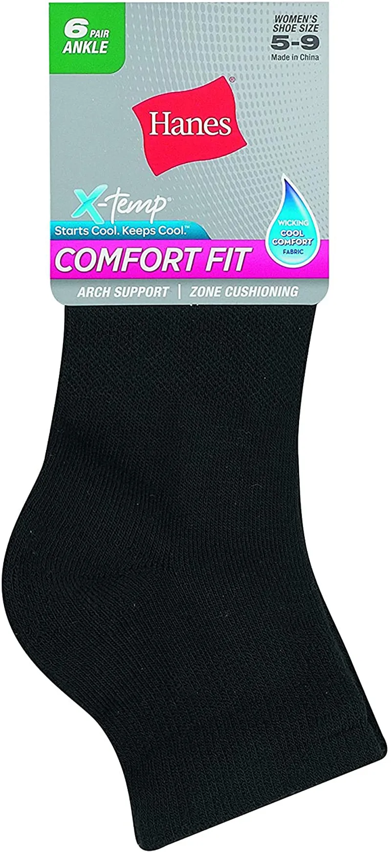 Hanes Women's 6-Pair Comfort Fit Ankle Socks
