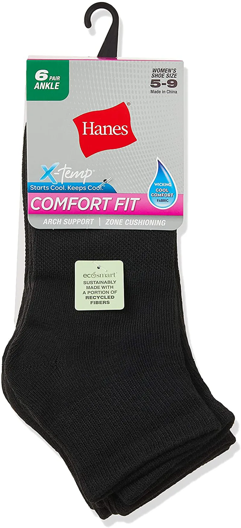 Hanes Women's 6-Pair Comfort Fit Ankle Socks