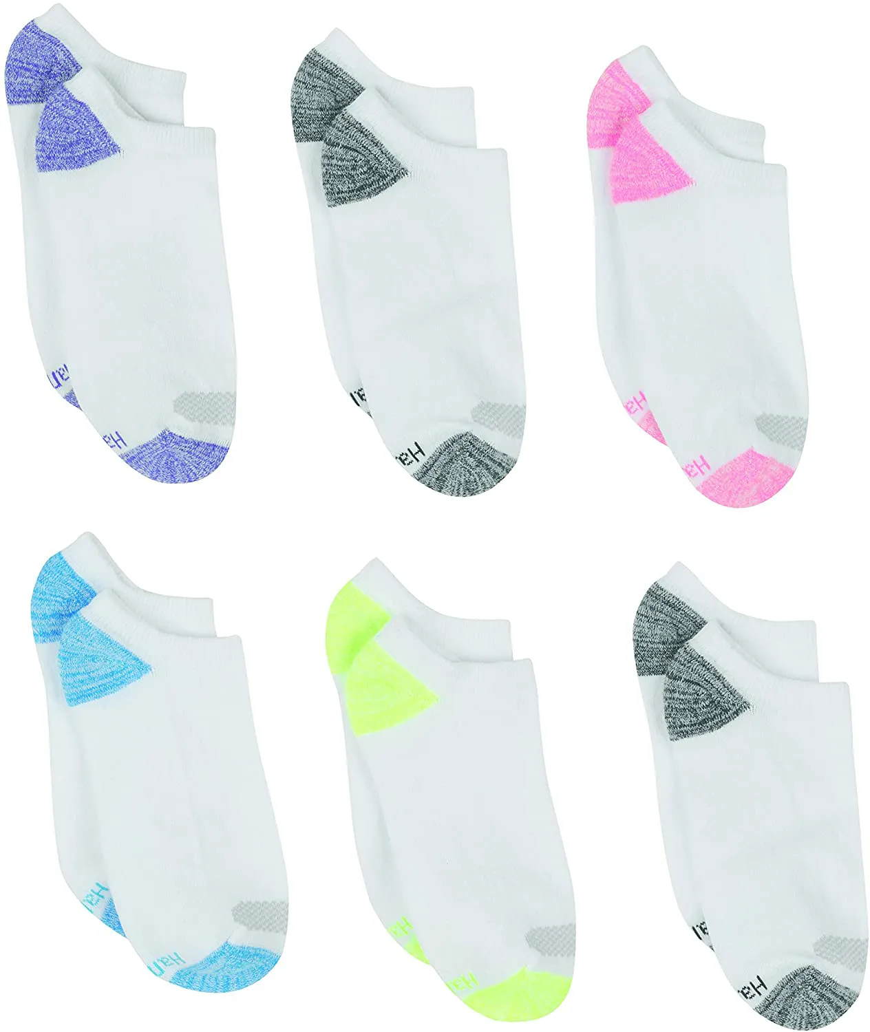 Hanes Women's 6-Pair Plush Comfort Toe Seam No Show Socks