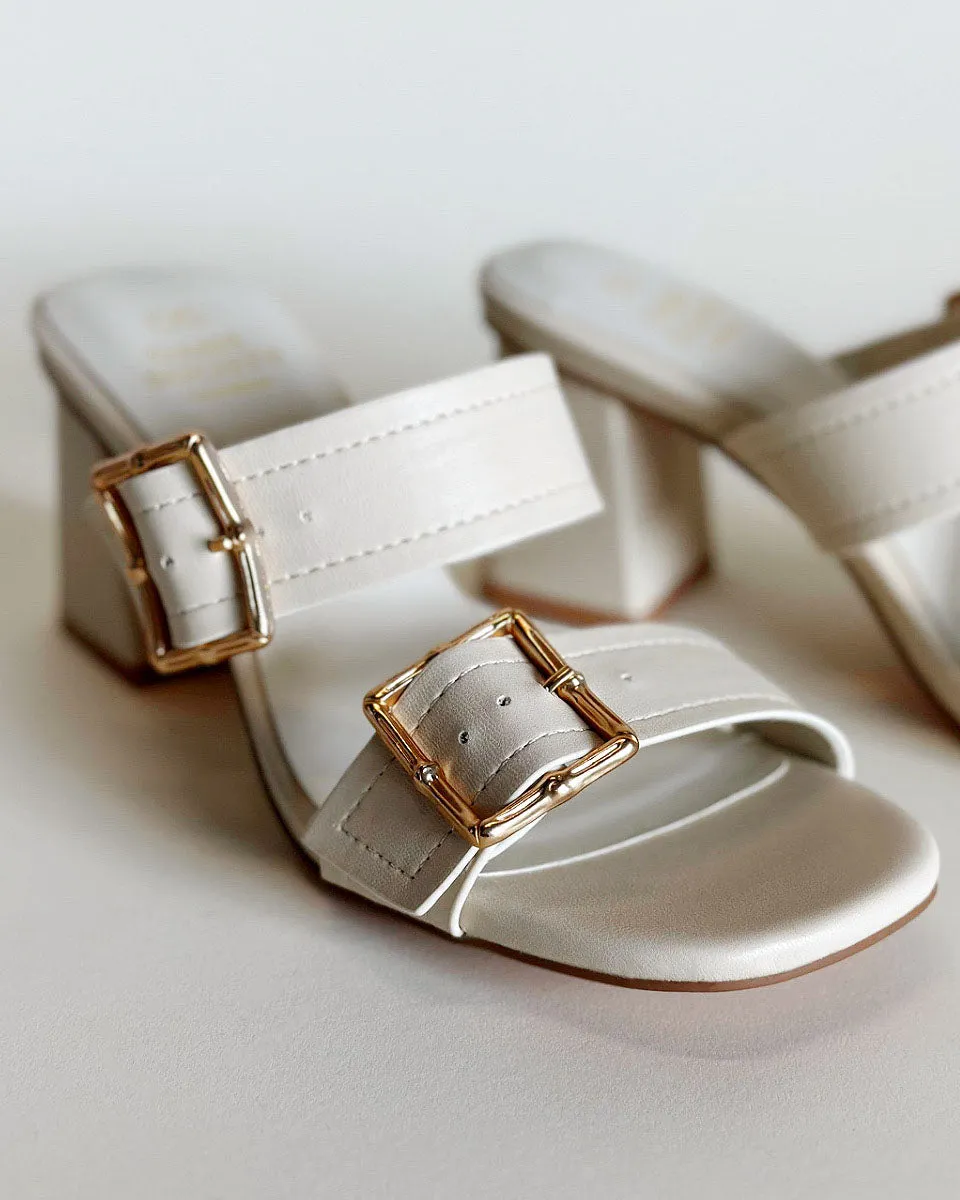 Havana Golden Bamboo Buckle Heels - Size 10