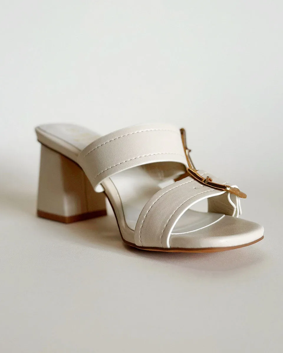 Havana Golden Bamboo Buckle Heels - Size 10