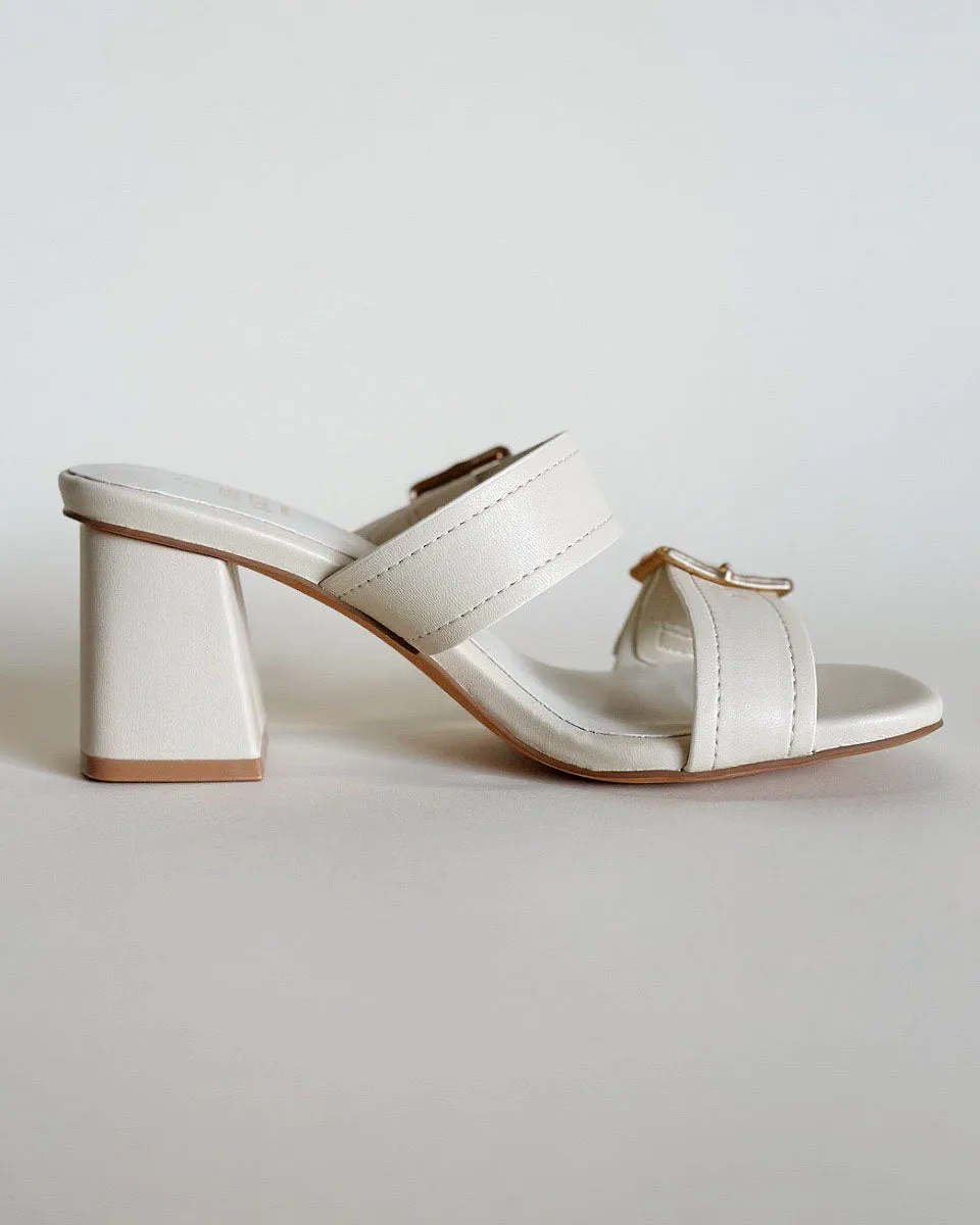 Havana Golden Bamboo Buckle Heels - Size 10