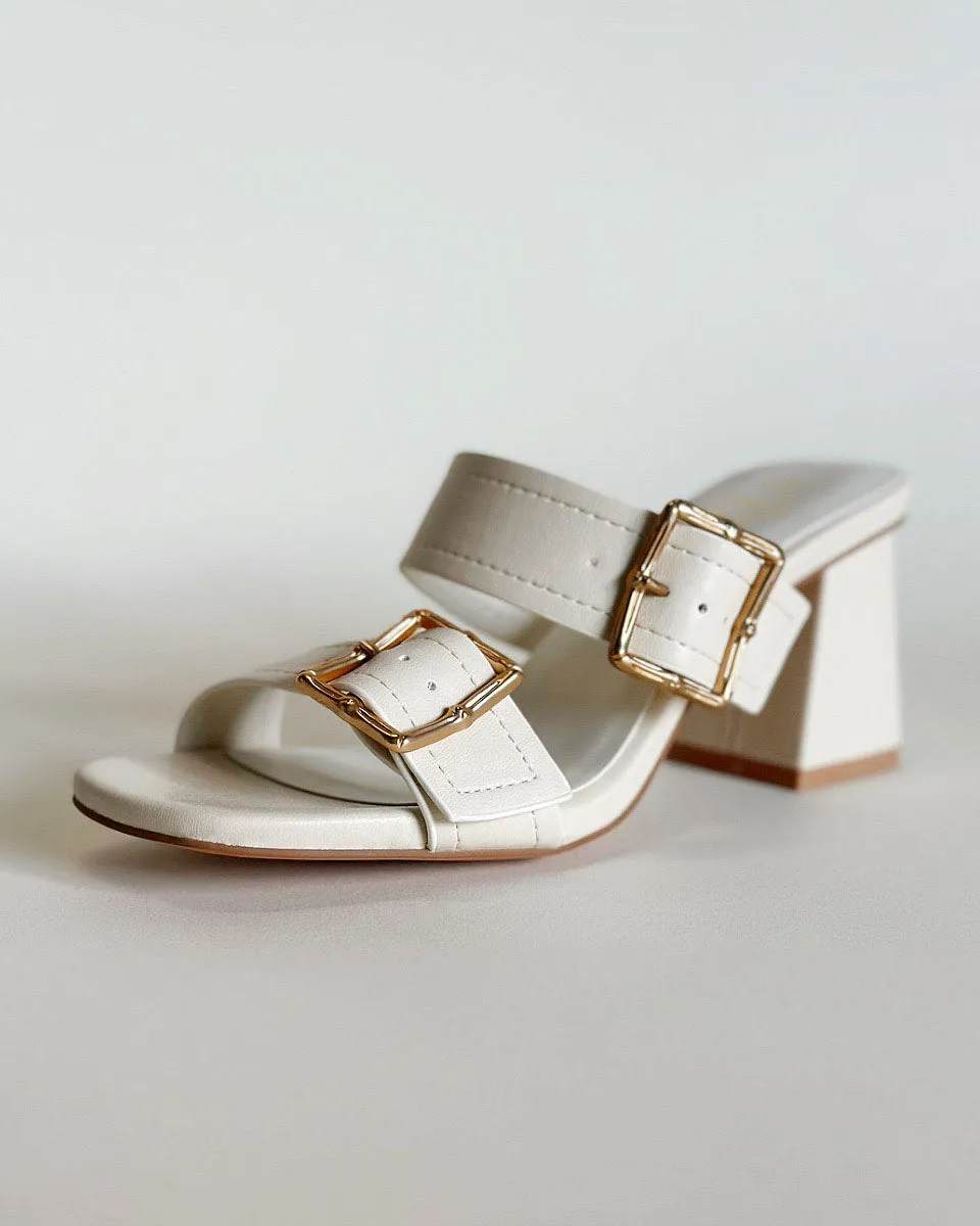 Havana Golden Bamboo Buckle Heels - Size 10