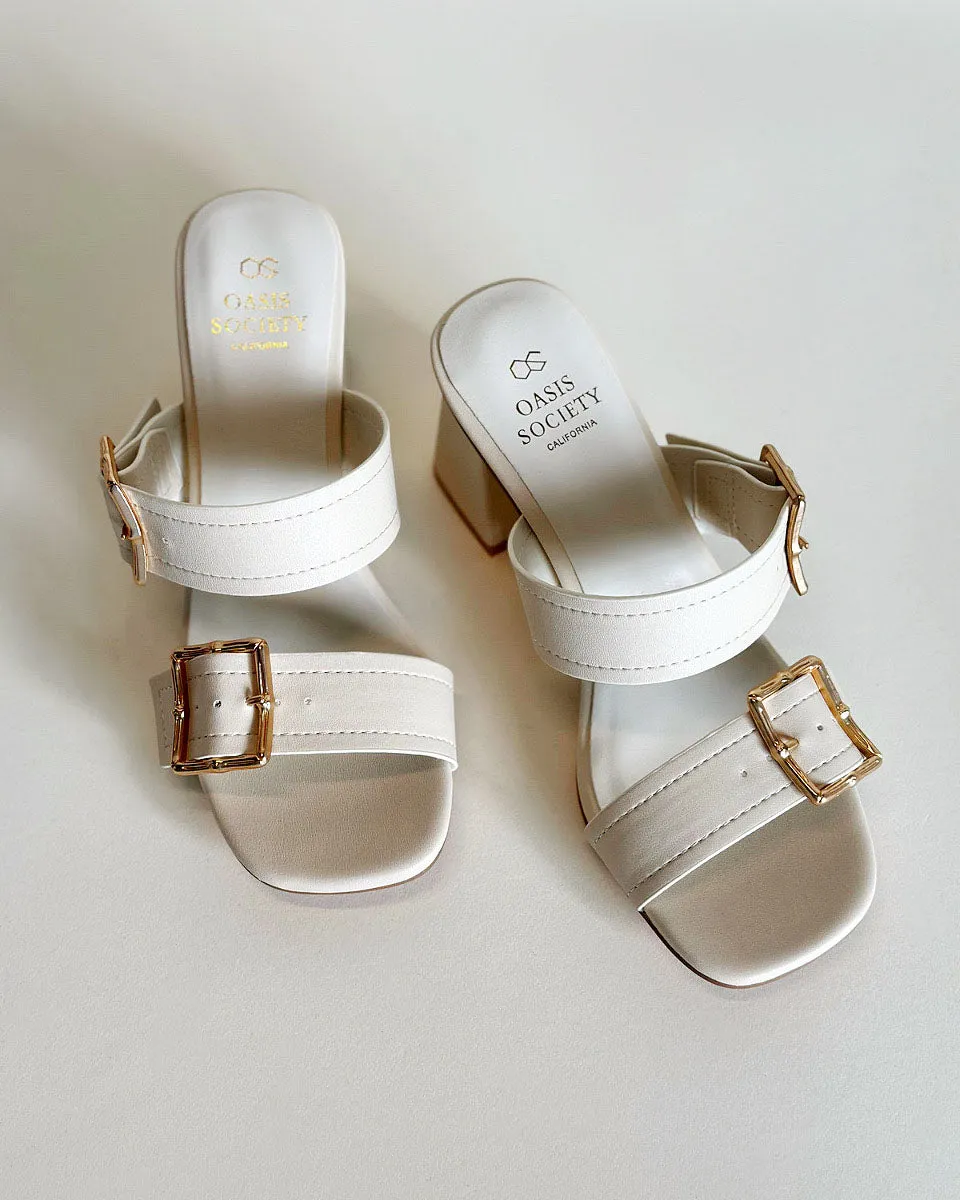 Havana Golden Bamboo Buckle Heels - Size 10