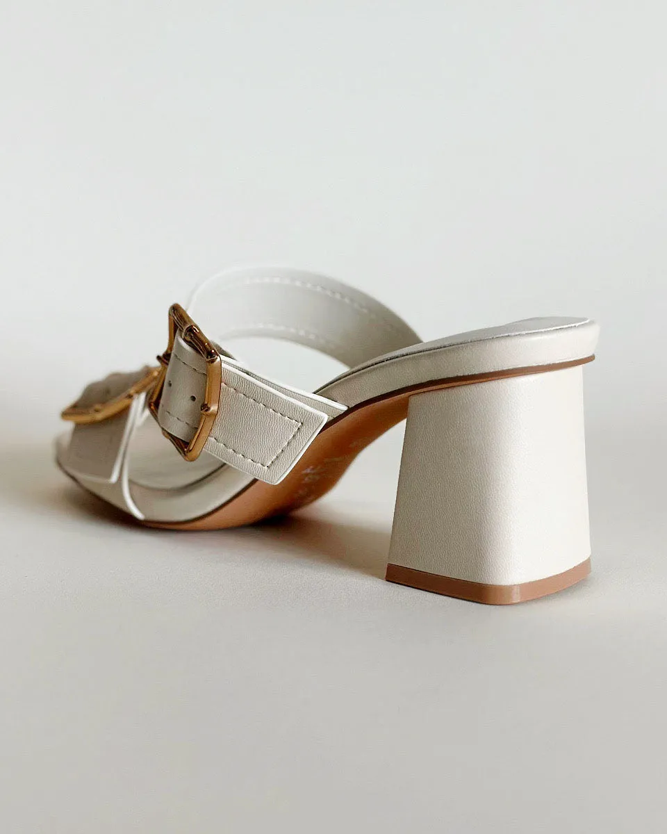 Havana Golden Bamboo Buckle Heels - Size 10