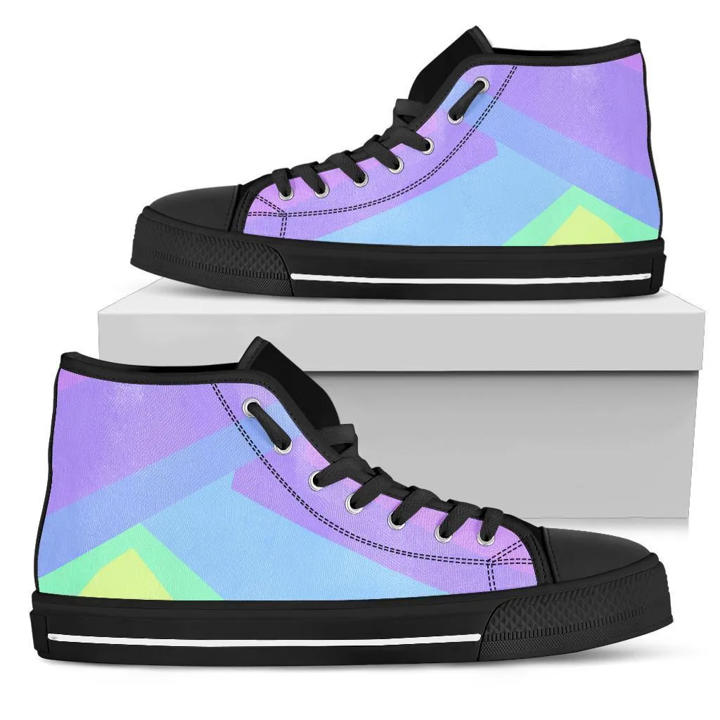 High Top Sneakers - Pastel Blocks (Black) | Custom High Top Shoes, Patterned High Top Sneakers, High Top Sneakers for Women, Unisex Shoes