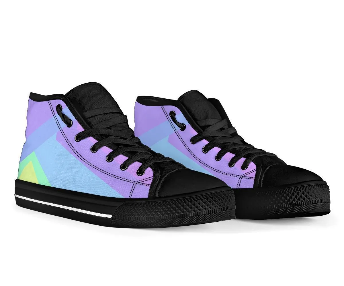 High Top Sneakers - Pastel Blocks (Black) | Custom High Top Shoes, Patterned High Top Sneakers, High Top Sneakers for Women, Unisex Shoes