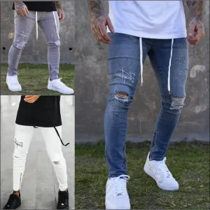 Hip Hop Painted Stilettos Ripped Skinny Jeanes