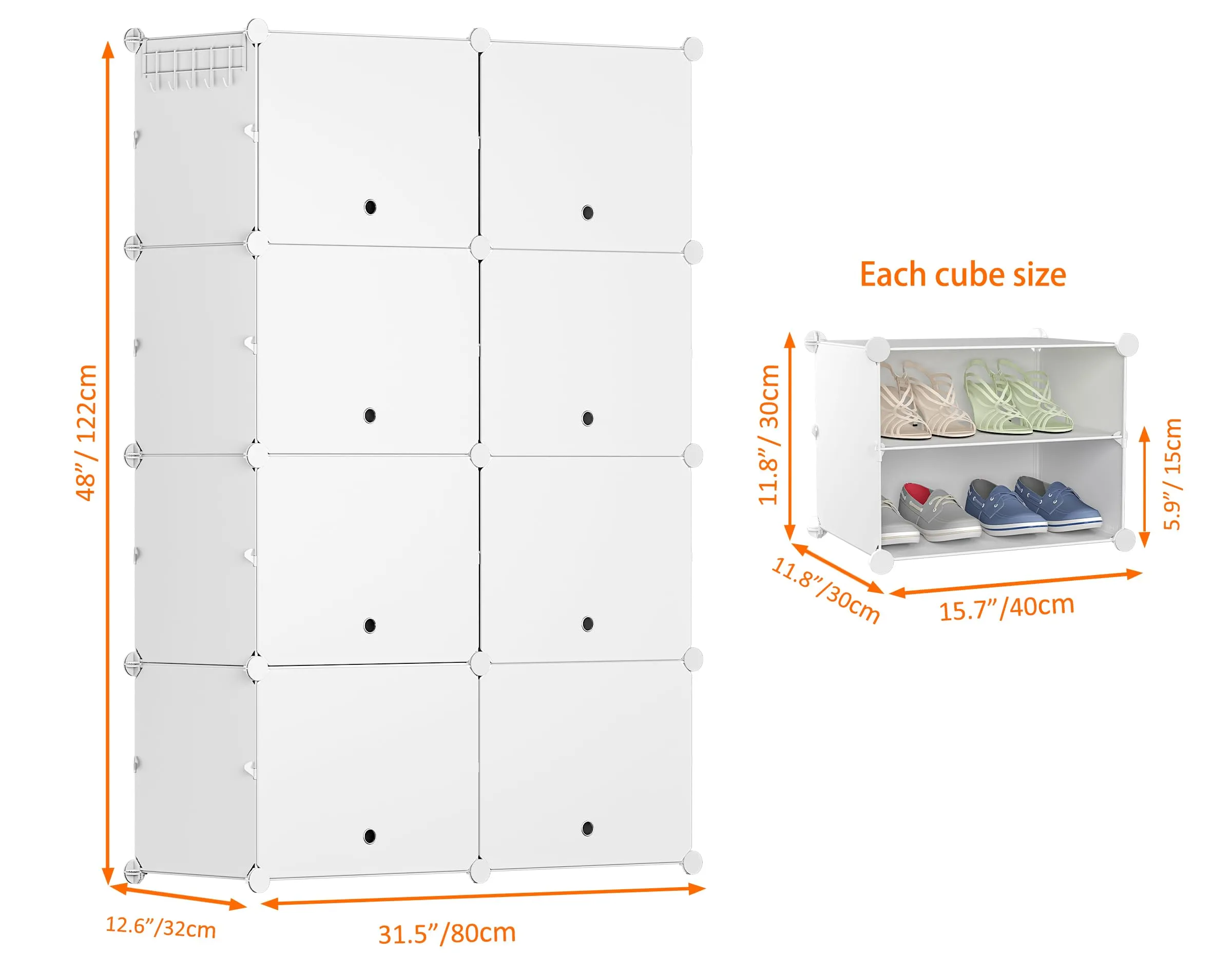 HOMIDEC Shoe Rack, 8 Tier Shoe Storage Cabinet 32 Pair Plastic Shoe Shelves Organizer for Closet Hallway Bedroom Entryway