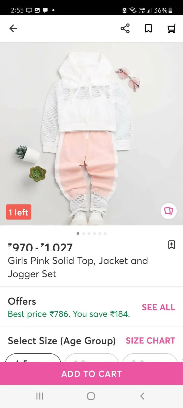 HOPSCOTCH Joggers Set   Skirt Top For Baby Girl (3-4 Yr) With Eye Mask