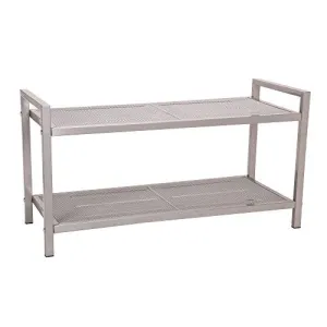 Household Essentials 2 Tier Mesh Shoe Rack, Nickel
