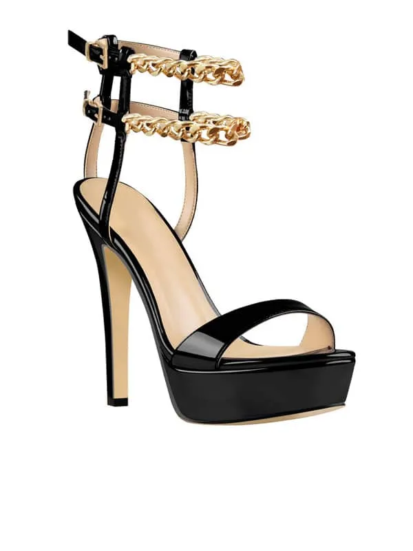 Iron chain Platform Leather Sandal