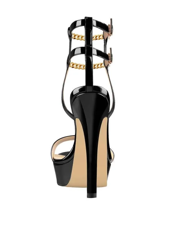 Iron chain Platform Leather Sandal