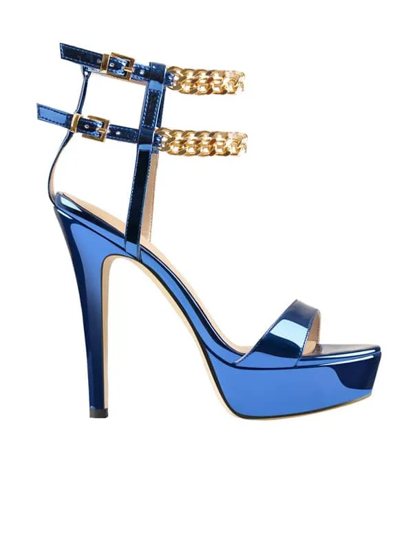 Iron chain Platform Leather Sandal