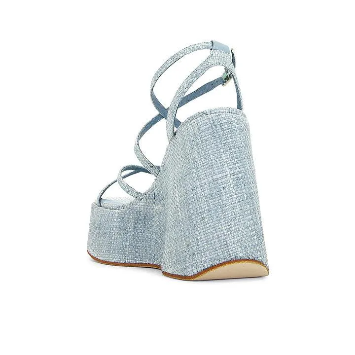 JEFFREY CAMPBELL - OLIANA BLUE WOVEN HEELS