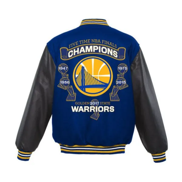 JH Design Golden State Warriors Royal 2017 NBA Faux Leather Jacket