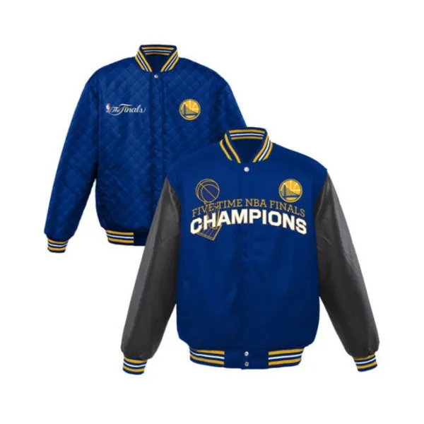 JH Design Golden State Warriors Royal 2017 NBA Faux Leather Jacket