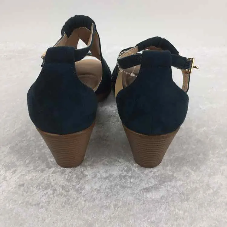 Journee Collection Women Size 11 Teal NWOT man-made Open Toe Wedge Heels