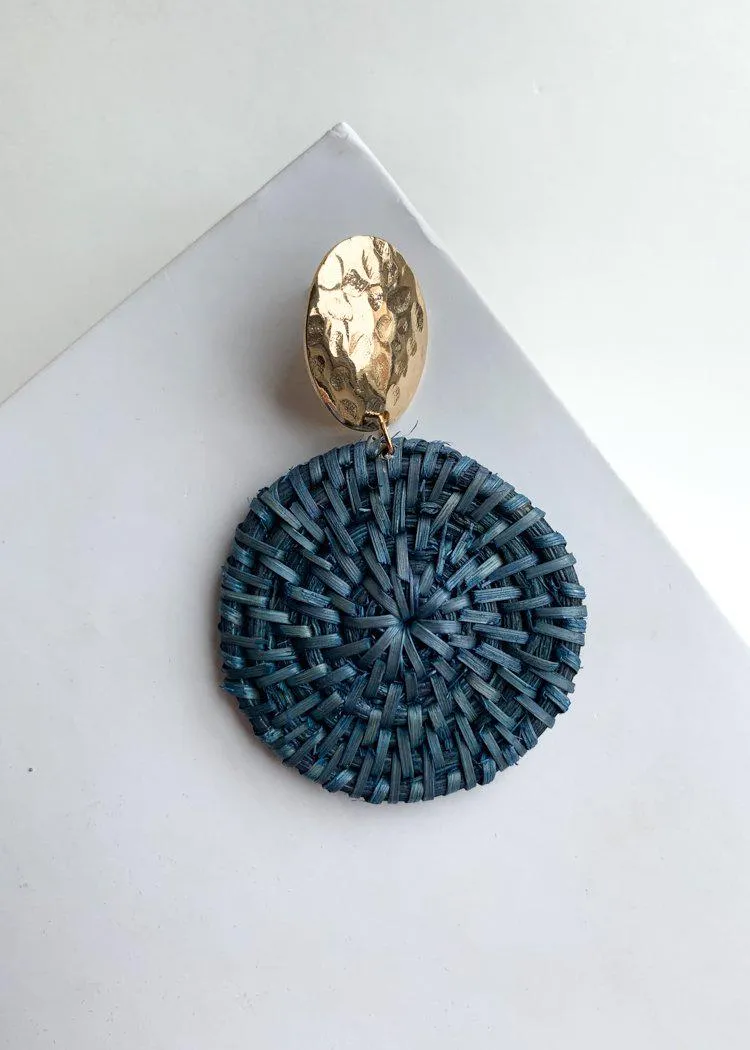 Kampala Navy Circle Basket Woven Drops