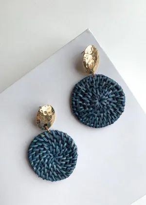 Kampala Navy Circle Basket Woven Drops