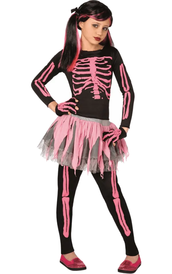 Kids Pink Skeleton Tutu Costume