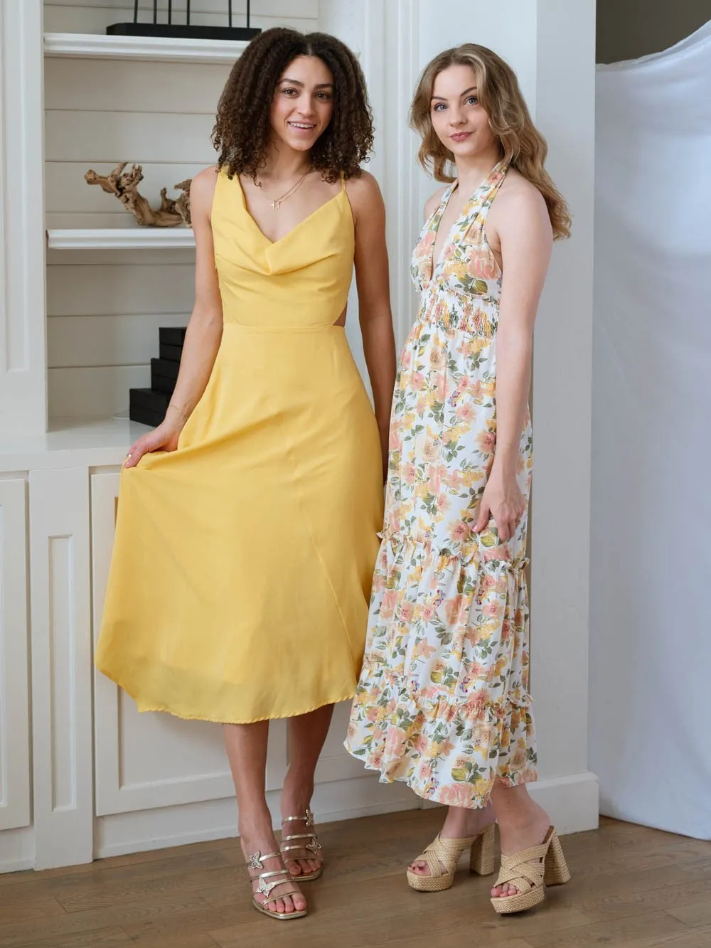 Kristine Yellow Midi Dress