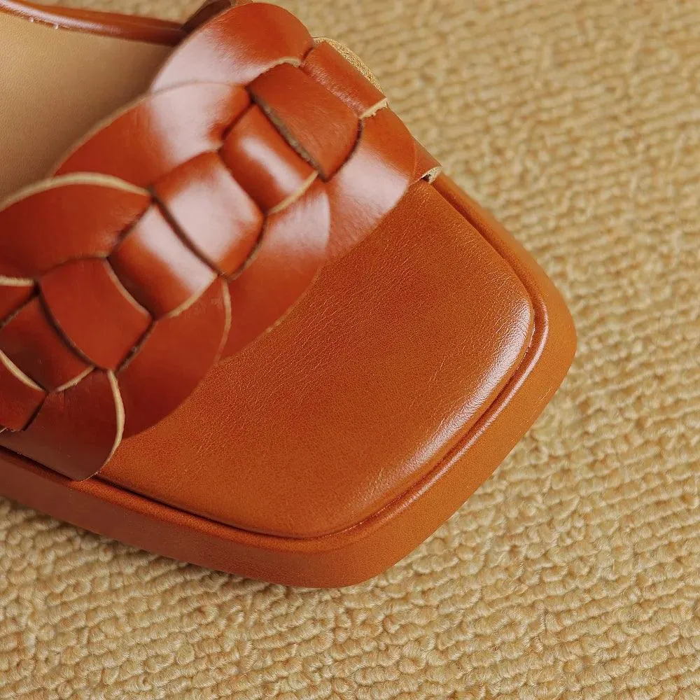 Leather Thick High Heels - TSS110 Women's Casual Shoes